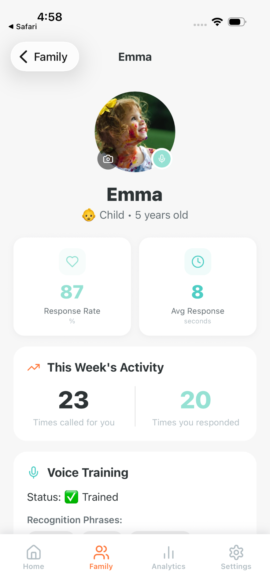 Present voice training setup for family members